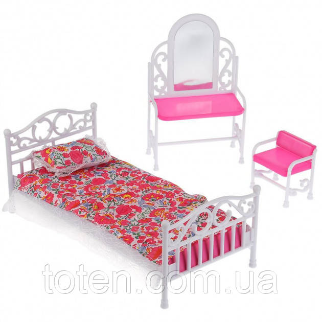 Спальня для ляльок Барбі меблі лялькові ліжко туалетний столик стілець Gloria
