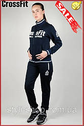 Жіночий трикотажний спортивний костюм Reebok (Рибок) Crossfit (1542-1), спортивні костюми, Темно синій