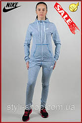 Жіночий модний трикотажний костюм Nike (Найк) (0660-5), Туреччина, спортивні костюми, Блакитний