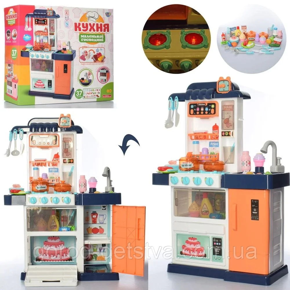 Кухня WD-R34, духовка, плита, мийка-вода, посуд, продукти, звук, світло, на батарейках в коробці, фото 1