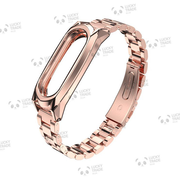 Ремінець Xiaomi Mi Band 2 MiJobs Metal GT металевий велика ланка Золотий / Рожевий 2181P