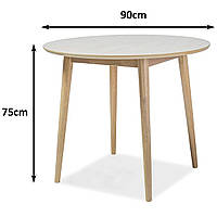 Круглий кухонний стіл Signal Nelson 90см медовий дуб на дерев'яних ніжках в скандинавському стилі Польща