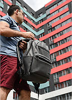 Чоловічий повсякденний рюкзак з матовою еко-шкіри (якісного шкірозамінника) темно-сірий графіт