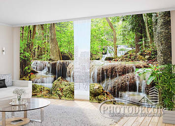 Фото Штори "Водоспад на каменях в лісі" 2,7м*4,0м (2 полотна по 2,0м), тасьма