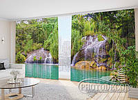Фото Шторы "Водопад на камнях у озера" 2,7м*4,0м (2 полотна по 2,0м), тесьма
