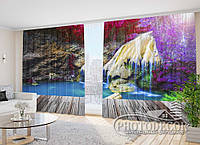 Фото Шторы "Мостик у яркого водопада" 2,7м*4,0м (2 полотна по 2,0м), тесьма