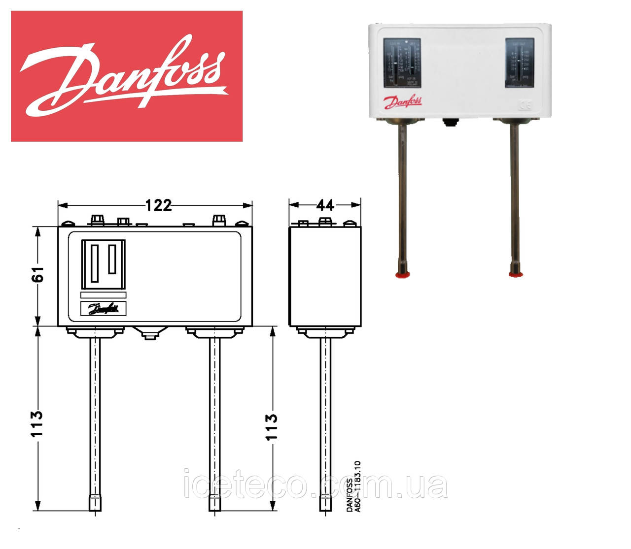 Двухблочное реле тиску (автоматичне скидання) KP 15 (060-125466) Danfoss, фото 1