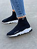 Жіночі кросівки шкарпетки Balenciaga Speed Trainer Снікерси Баленсіага чорно білі, фото 8