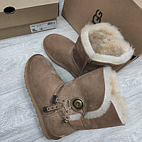 Женские коричневые рыдие угги на пуговице UGG Australia 37р23-23.5см