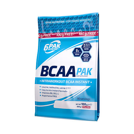 Амінокислоти бця 6PAK Nutrition BCAA PAK 2:1:1 Instant 900 г, фото 1