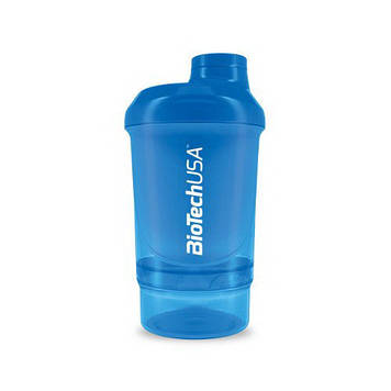Шейкер для спортивного харчування BioTech Shaker Mini Wave + 2 in 1 (300 ml) Schocking Blue