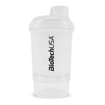 Шейкер для спортивного харчування BioTech Shaker Mini Wave + 2 in 1 (300 ml) Opal White