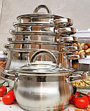 Кастрюля 8.2 л з нержавіючою сталі Edenberg EB-3728 Кастрюля для індукційної плити з товстим дном, фото 5