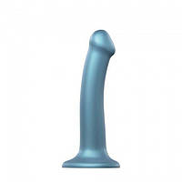 Насадка для страпон Strap-On-Me Mono Density Dildo Blue M, діам. 3,3см, одношаровий силікон, гнучкий Feromon