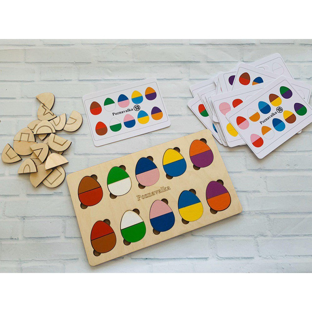 Дерев'яна логічна гра-пазл "Яйця половинки". Poznavalka.