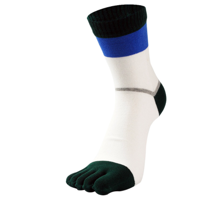 Шкарпетки з пальцями Wuzhishu 40-43 Біло-зелені із синьою смужкою, фото 1