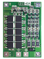 Модуль защиты и контроля заряда BMS Li-Ion 18650 3S 40A