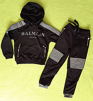 Спортивний костюм для хлопчика Balmain чорний з сірими вставками на ріст 116-122