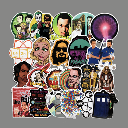 Наклейки стикери Серіал Теорія Великого Вибуху The Big Bang Theory Takara Tomy самоклейні 50 шт.