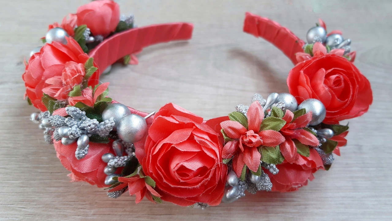 Обруч для волосся Шарм кораловий, фото 1