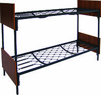 Кровать двухъярусная металлическая со спинками из ДСП. Основание, каркас двухэтажной кровати с сеткой
