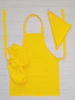 Фартух для творчості, уроків праці з косинкою габардин, жовтий (5-10років)