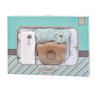 Подарочный набор для младенцев в кроватку - одеяло, наматрасник, подушка-ортопедическая