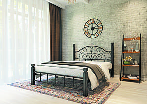 Металева ліжко Анжеліка на дерев'яних ніжках. ТМ Метал-Дизайн
