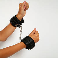 Шкіряні наручники з хутром Чорний ( 130 001 )