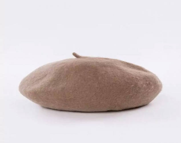 Купить Берет женский классический фетровый однотонный шерстяной Бежевый ...