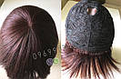 Натуральний жіночий парик баклажан з чубчиком, натуральний волосся, фото 5