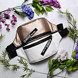 Жіноча напоясна, наплічна сумка бананка темно-сіра графіт на пояс через плече кожзам, матова екошкіра, фото 8