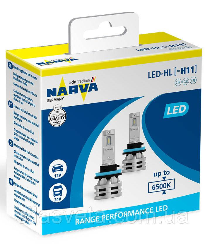 Светодиодные лампы "NARVA" Range Performance LED (H11)(12/24V)(6500K)(24W)