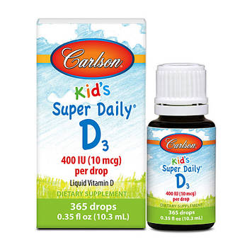 Вітамін Д3 для дітей Carlson Labs kid's Super Daily D3 400 IU (10.3 ml)