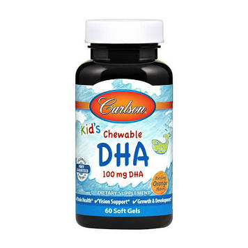 Риб'ячий жир для дітей Carlson Labs kid's Chewable DHA 100 mg (60 soft gels)