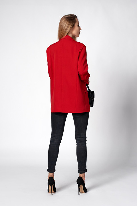 Женский классический пиджак свободного кроя 44-52 размера разные расцветки 46, Красный - фото 2 - id-p1259635075