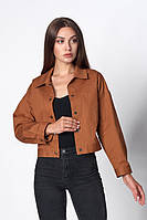 Легкая коттоновая куртка жакет укороченная 42-48 размеры разные расцветки 44, Коричневый