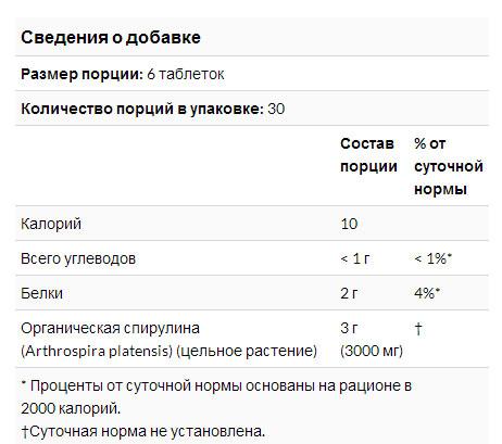 Спирулина Now Foods органичекская 500 мг 180 таблеток - фото 3 - id-p1259675324