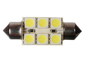 Світлодіодна софітна автолампа T10, 41mm, 6pcs 5050 (6000К) (108Lm) Foton