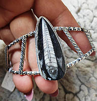 Шикарний срібний браслет з ортоцерасом "Океанічний"