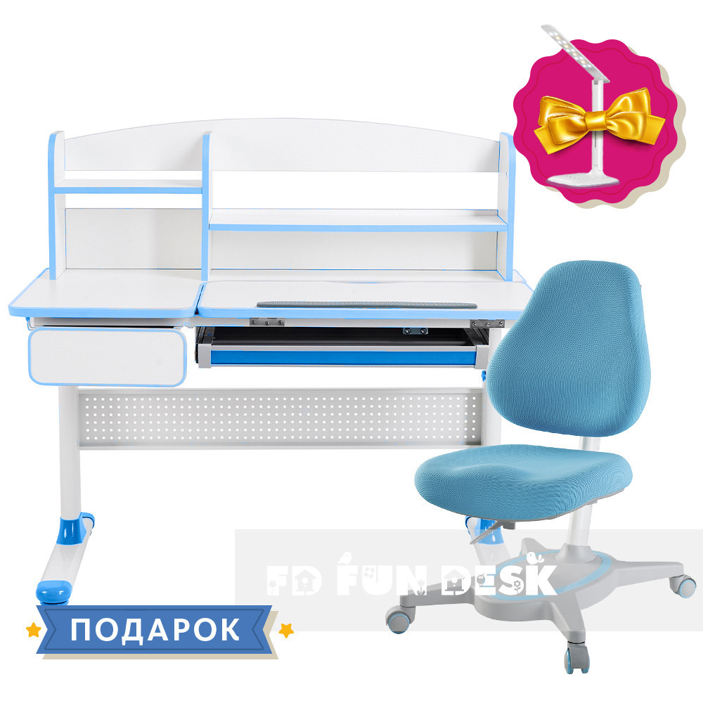 Комплект для школяра парта Cubby Rimu Blue + універсальне крісло FunDesk Primavera I Blue