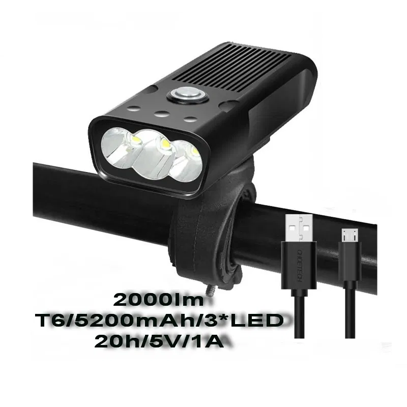 Велофара TRLIFE 2000LM USB Ліхтар+Акумулятор 5200mAh+PowerBank, фото 1