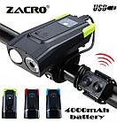 Велосипедний ліхтар ZACRO 800LM IPX6/4000mAh/USB/Пульт/Клаксон, фото 2
