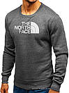 Утеплений чоловічий світшот The North Face (Норс Фейс) ЗИМА темно-сірий із начосом толстовка лонгслів, фото 2
