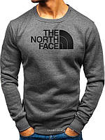 Утепленный мужской свитшот The North Face (Норс Фейс) ЗИМА темно серый с начесом толстовка лонгслив
