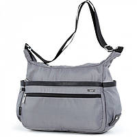 Женская модная тканевая сумка с плечевым ремнем и карманами снаружи Dolly 648 серая 36-26 см