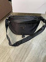 Сумка на пояс Prada Прада бананка черная, напоясная сумка, брендовые сумки на пояс, через плечо