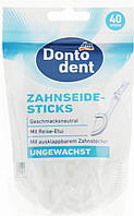 Зубочистки — флостик із зубною ниткою Dontodent Zahnseide-Sticks mit Etui, 40 шт.