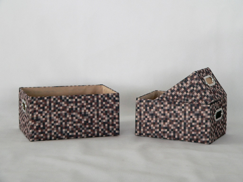 Короб текстильний Handy Home "Коричневі клітинки", з кришкою (FBB02-L)