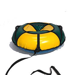 Тюбінг надувні санки ватрушка d 120 см серія Прокат Посилена Зелено - Жовтого кольору для дітей і дорослих
